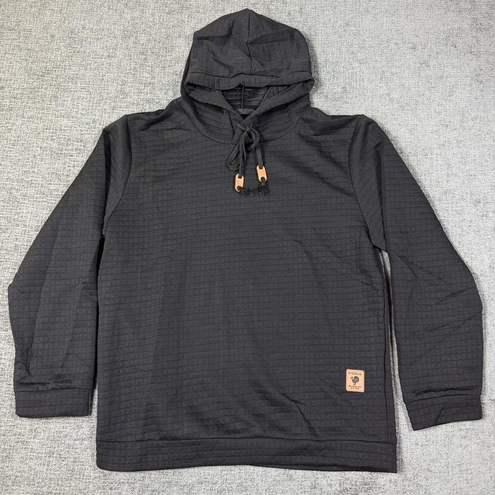 Vogue‎ Sweatshirt Mens XL Black Quilted Hoodie Pullover Sport Fashion